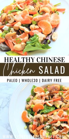 healthy chinese chicken salad with whole carrots and cashews is the perfect side dish