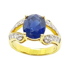 Blue Sapphire 4.13 carats with Diamond 0.43 carat Ring set in 18 Karat Gold Settings Width: 0.8 cm Length: 1.0 cm Ring Size: 53 Total Weight: 5.91 grams "We first opened doors in 1980 when it was then situated in the vicinity of the Victory Monument; a small and modest storefront with a couple of counters. From its humble beginnings to where it stands today, our company has proven its abilities as a jeweler. Since the beginning, we have been supplying fine quality pieces to dealers, wholesalers and customers worldwide. From then till now, our business still interrelates its name with quality products and excellent service, where commitment and sincerity toward customers will always be its motto." Diamond Ring Set, Diamond Ring Settings, Solitaire Ring, Ring Set, Ring Sets, Blue Sapphire, Sapphire Ring, Monument, Diamond Ring