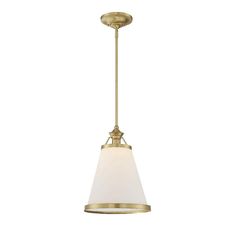 The Savoy House Ashmont 1-light pendant combines timeless lighting style, a white opal glass shade and a shining warm brass luster finish to create a light that is perfect for today's homes. Pendants are extremely versatile and can fit in many different spaces, such as kitchens, family rooms, great rooms, foyers, entryways, offices, bedrooms and bathrooms. This pendant comes with three 9.5-inch downrods, so you can get the perfect hanging height for your needs, and it can be hung on a sloped cei Led Puck Lights, Bamboo Ceiling, House Lighting Fixtures, Savoy House Lighting, Torchiere Floor Lamp, Savoy House, 3 Light Chandelier, Metal Lighting, Fashion Lighting