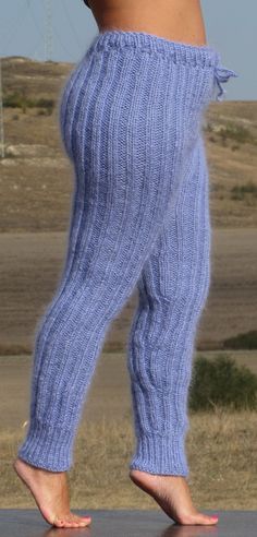 "HAND KNITTED TROUSERS / PANTS ### DESIGNED & CREATED by Giorgio Qualitat ### Product Specification: § Color: Blue ; § Style: Hand knitted ribbed mohair pants ; § Material: 2 strands premium class longhair mohair; Size & Measurements: § Total length: 42.5 \" / 108 cm; § Rise ( from crotch seam to top of waist band) - 35 cm /13.8 \" § Length from the crotch to the lower end: 28.3 '' / 72 cm § Waist circumference: 33.8 \" / 86 cm § Circumference at the lower end : 9.4 '' / 24 cm § Net weight: 558 Cozy Stretch Knitted Bottoms, Cozy Fitted Full-length Pants, Cozy Fitted Full Length Pants, Casual Blue Leggings For Winter, Cozy Full-length Fitted Pants, Casual Blue Stretch Leg Warmers, Mohair Pants, Knitted Trousers, Trousers Pants