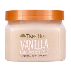 Tree Hut Body Scrub, SheaSugar Hydrating Exfoliator for Softer, Smoother Skin, Vanilla, Sulfate & Paraben Free, 18 oz Gently exfoliate your skin and restore its natural glow with Tree Hut Vanilla Sugar Scrub, a body exfoliator that scrubs away the day to reveal soft, glowing skin, leaving a warm, creamy vanilla bean scent, with key notes of smooth vanilla, warm sandalwood and sheer jasmine. Our shower scrub is a skincare essential that not only moisturizes skin but also makes it more radiant and Christmas Wishlist For Teens, Tree Hut Vanilla, Shea Sugar Scrub, Scrub Corpo, Vanilla Fudge, Sugar Body, Sugar Body Scrub, Skin Care Items, Tree Hut