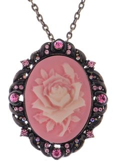 PRICES MAY VARY. Gorgeous vintage cameo style. A beautiful pendant necklace featuring enamel flower cameo in a filigree frame with sparkly aurora borealis, shiny crystal rhinestones detail on a metal alloy base. Presents for loved ones. Give this vintage inspired necklace to a loved one and make them feel extra special for their Valentine's Day, Mother's Day, birthdays, weddings, Christmas, New Years, Graduation, engagement parties, anniversaries and so on. Easy to convert to a brooch pin. This Filigree Frame, Ladies Bangles, Cameo Pendant Necklace, Rhinestone Rose, Beautiful Pendant Necklace, Engagement Parties, Antique Gift, Inspired Necklace, Vintage Cameo