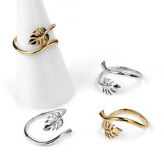 Sterling Silver Adjustable Monstera Leaf Ring Nature-inspired Adjustable Open Ring, Nickel-free Adjustable Leaf-shaped Jewelry, Nickel-free Adjustable Leaf Jewelry, Adjustable Nickel-free Leaf-shaped Jewelry, Love For Nature, Hand Rings, Jewelry Summer, Bronze Ring, Color Bronze