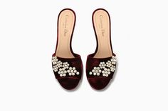 Mule in burgundy velvet and rhinestones 6.5 cm - Sandals Dior Burgundy Velvet, Mule, Mule Shoe