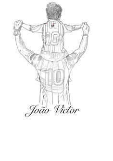 a drawing of a man with his hands on his hips and the words jojo victor above him