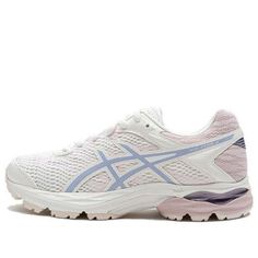 (GS) ASICS Gel-Flux 4 Sneakers 'White Pink Blue' 1014A321-100 Pink Asics Sneakers For Sports, Pink Asics Running Shoes For Jogging, Pink Asics Running Shoes For Streetwear, Purple Asics Running Shoes For Sports, Pink Low-top Asics Running Shoes, Asics Gel, Sneakers White, Pink Blue, The 100