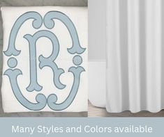 many styles and colors available for the monogrammed shower curtain