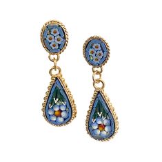 Bellagia Blue and Yellow Mosaic Earrings - Bettina H. Designs Mosaic Earrings, Mosaic Jewelry, Long Earrings, The Photo, Mosaic, In Italy, Plating, Drop Earrings, Italy