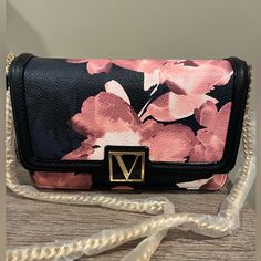 Brand New Victoria Secret London Crossbody Bag. Gold Chain Strap Outer Pocket On The Back Inside Zipper Pocket Small Pocket With Mirror Credit Card Slots Sleek And Hands-Free, Wear Everywhere Go-To. In A Moody Night Bloom Print With Sweeping Petals On Smooth Pebble And Our Signature V Monogram Hardware. Pet Free Smoke Free Home V Monogram, Secret London, Overnight Travel Bag, Drawstring Purse, Victoria Secret Tote Bags, Studded Purse, Pink Quilts, Black Wristlet, Faux Leather Bag