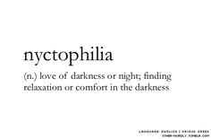 some type of text that is written in different languages, including the word nyctophilia