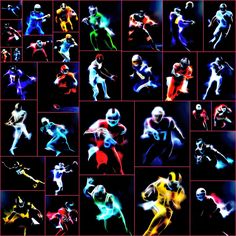 many different images of people in neon colors