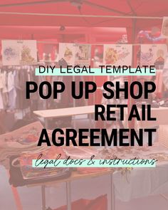 an image of a retail store with the text diy legal template pop up shop retail agreement