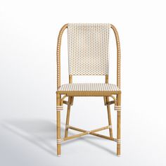 a wicker chair on a white background