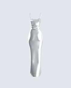 A simple night out look that will keep all eyes on you, at all times 👀 Make it hard for everyone else to compete, or compare with this metallic stretch fabric, fitted white maxi dress with spaghetti straps, and a scooped neckline 🤍 Sleek Spaghetti Strap Maxi Dress For Night Out, Sleek Fitted Maxi Dress With Spaghetti Straps, Sleek White Bodycon Dress For Party, Sleek Solid Color Slip Dress For Party, Metallic Maxi Dress For Prom, Fitted Maxi Dress With Spaghetti Straps For Dinner, Fitted Spaghetti Strap Maxi Dress For Dinner, Formal Bodycon Maxi Dress With Spaghetti Straps, Bodycon Maxi Length Party Slip Dress