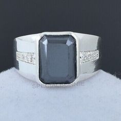 ad eBay - 5.50Ct Emerald Cut Certified Black Diamond Unisex Ring, 925 Silver-VIDEO - Buy Now, click the link (eBay) Black Rectangular Stone Ring For Anniversary, Elegant Signet Ring With Stone Setting For Formal Occasion, Formal White Gold Diamond Ring With Stone Setting, Elegant Stone-set Signet Ring For Formal Wear, Elegant Formal Signet Ring With Stone Setting, Black Rings With Rectangular Stone For Anniversary, Modern Silver Diamond Ring With Accent Stones, Silver Diamond Signet Ring With Gemstone, Silver Formal Ring With Rectangular Stone