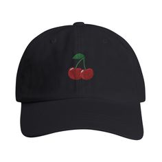 Add a touch of cuteness to your summer wardrobe with our Cute Cherry Embroidery Dad Hat. Available in multiple colors, this stylish hat will protect you from the sun while also making a statement. A must-have for any hat-lovers who appreciate a fun and playful design. Get yours now.- Crafted from a high quality cotton for a soft and breathable feel.- Designed with a six-panel, low-profile structure for a modern, sleek look.- Features four-row stitching on the flat visor, ensuring the cap maintai Trendy Cotton Trucker Hat For Beach, Summer Cotton Trucker Hat With Visor, Adjustable Cotton Trucker Hat For Summer, Fun Summer Baseball Cap With Curved Brim, Cotton Snapback Hat For Vacation, Cotton Snapback Trucker Hat For Vacation, Summer Cotton Snapback Hat With Curved Brim, Cute Summer Baseball Cap, Beach Dad Hat With Embroidered Logo