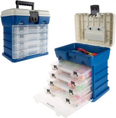 two plastic storage boxes with lids and dividers