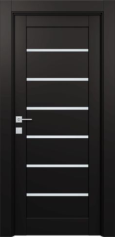 an image of a black door with white lines on the front and side paneling