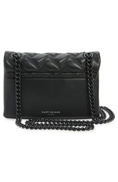 Soft, quilted leather is set off with a tonal chain strap and eagle-eyed clasp on a mini bag that packs a luxurious punch. Style Name:Kurt Geiger London Kensington Leather Mini Crossbody Bag. Style Number: 6124798. Luxury Black Quilted Wallet On Chain, Black Quilted Wallet On Chain For Evening, Black Quilted Flap Bag For Evening, Chic Quilted Wallet On Chain For Everyday, Quilted Crossbody Flap Bag For Evening, Evening Quilted Crossbody Flap Bag, Quilted Evening Flap Shoulder Bag, Quilted Shoulder Flap Bag For Evening, Everyday Quilted Crossbody Wallet On Chain