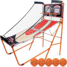 Deco Home Arcade Basketball Game with Dual Rim Backboard, Includes Electronic Tracking LED Scoreboard with 8 Game Modes for 1-4 Players, 5 Game Balls, Air Pump, Folding Assembly for Easy Storage - DecoGear Indoor Arcade, Basketball Arcade, Basketball Arcade Games, Indoor Basketball, Louisville Slugger, Basketball Hoops, Deco Home, Fitness Progress, Indoor Fun