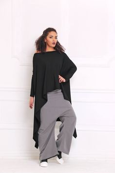 Women Harem Pants, Gray Pants, Drop Crotch Pants Drop crotch sweatpants in wide leg: |KONGO| GARMENT FEATURES: * Clean, minimalistic design * Very low drop crotch silhouette * Wide leg fit * Elasticated * Practical, in-seam side pockets * Made from quality soft sweatshirt jersey COLOUR OPTIONS: This product is available in the following colour options: - black; - ecru; - graphite grey; - light grey; - royal blue. SIZE & FIT: Model is 175cm tall and wears size S. COMPOSITION: Main: 100% cotto Versatile Solid Color Baggy Harem Pants, Baggy High-waisted Harem Pants, Versatile Style, Versatile Baggy High-waisted Harem Pants, Versatile Baggy Wide Leg Trousers, Oversized Wide Leg Harem Pants For Fall, Baggy Wide Leg Lagenlook Pants, Baggy Lagenlook Pants For Loungewear, Lagenlook Wide Leg Stretch Pants, Urban Apparel