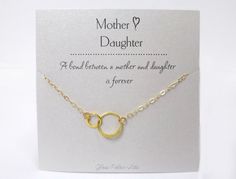 Mother Daughter Necklace Gift For Mom by GlassPalaceArts on Etsy Gold Jewelry With Message Card For Mother's Day, Mother's Day Gold Necklace With Message Card, Infinity Necklace Gold, Diamond Cross Necklace Gold, Infinity Necklace Silver, Forever Necklace, Gold Lariat Necklace, Mother Daughter Necklace, Diamond Solitaire Necklace