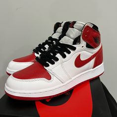 Air Jordan 1 Retro High Og Brand New!!!! Soft Premium Leather Size:6 Big Kids/ Women’s 7 1/2 Casual White Jordan Shoes With Breathable Design, Casual White Jordan Shoes With Breathability, Casual White Breathable Jordan Shoes, Casual Red High-top Jordan Shoes, Air Jordan 1 Retro High Og, Air Jordan 1 Retro High, Air Jordan 1 Retro, Jordan 1 Retro High, Jordan 1 Retro