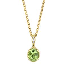 2.25CT Precision-cut Green Tourmaline 3 VS1 Diamonds 0.20CWT 18k Italian Yellow Gold Pendant 18k Italian 1.4mm Franco chain (18"), other lengths available. Designed and created in Los Angeles California. All gemstones are ethically sourced through our trusted, direct trade partnerships. Vs1 Diamond, Oval Necklace, Tourmaline Pendant, Yellow Gold Pendants, Green Tourmaline, Precision Cut, Pave Diamonds, Diamond Pendant, Los Angeles California