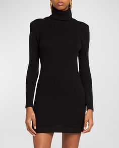 Find TOM FORD Turtleneck Open-back Cashmere Mini Sweater Dress on Editorialist. TOM FORD 7gg soft cashmere sweater dress featuring an open V back cutout and padded shoulders Turtleneck Long sleeves Bodyskimming silhouette Mini length Ribbed cuffs and hem Slipover style Cashmere Made in Italy Cashmere Sweater Dress, Black Toms, Mini Sweater, Ribbed Mini Dress, Mini Sweater Dress, Satin Mini Dress, Mini Cocktail Dress, Turtle Neck Dress, Mid Dresses