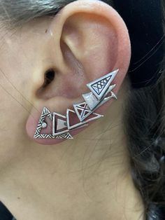 Ear climber ear cuff ear wraps stylish earrings oxidized ear cuff earrings triangle ear climbers Ear clip Geometry triangle ear cuffOne piercing ear cuff Trendy Metal Ear Cuff For Pierced Ears, Trendy Silver Metal Wrap Earrings, Silver Edgy Single Ear Cuff, Unique Adjustable Pierced Ear Climbers, Trendy Adjustable Pierced Ear Climbers, Adjustable Trendy Ear Climbers, Adjustable Unique Style Ear Climbers, Trendy Silver Single Wrap Earring, Trendy Pierced Metal Wrap Earrings