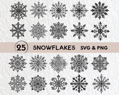 25 snowflakes svg and png