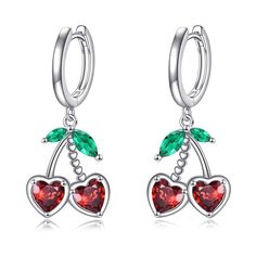 PRICES MAY VARY. 🍒 Cherry Earrings Design: The cherries add a fun and whimsical touch to the earrings, making it a versatile piece that can be dressed up or down depending on the occasion. Whether you're going for a casual look or dressing up for a special event, this cherry earrings will add a touch of charm and elegance to your outfit. 🍒 Cherry Earrings Material: The Cherry Earrings for women is made of 925 sterling silver, nickel-free, lead-free, cadmium-free and hypoallergenic, does not do Cherry Color Jewelry For Valentine's Day Party, Cherry-colored Jewelry For Valentine's Day Party, Cherry Jewelry For Valentine's Day Party, Cherry Colored Jewelry For Valentine's Day Party, Cherry Color Dangle Earrings For Party, Party Cherry Earrings, Cherry Dangle Earrings For Party, Cherry Colored Earrings Gift, Cherry Color Earrings For Valentine's Day Gift