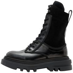 PRICES MAY VARY. These boots fit true to size Ankle boots Lace up Side zip closure Round toe Leather High-top Mid-calf Boots With Rubber Sole, High-top Combat Boots With Vibram Sole In Calf Leather, Allsaints Leather Boots With Round Toe, High-top Calf Leather Platform Boots With Reinforced Heel, Allsaints Black Ankle Boots, Lace-up Calf Leather Boots With Reinforced Heel, High-top Combat Boots With Rubber Sole In Calf Leather, High-top Calf Leather Combat Boots With Rubber Sole, Allsaints Leather Ankle Boots