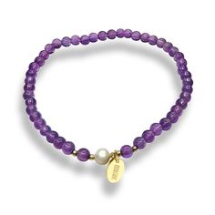 PRICES MAY VARY. ❤ Material : We only use gemstone beads of grade A or above, this elastic bracelet made of natural purple amethyst crystal gemstone beads, freshwater pearl, gold plated brass beads, stainless steel clasp and logo. Bracelet cord used strong steel wire cord to protect bracelet not easy to break. ❤ Size : Beads size about 4 - 4.5mm, bracelet length approx 7.2 inches (18.3 cm), it will be very comfortable to wear the wrist below 6.9 inches. If you need a short or larger size, please Purple Stretch Bracelet With Gemstone Beads As Gift, Purple Gemstone Beads Stretch Bracelet As Gift, Purple Hand-strung Stretch Bracelet As Gift, Purple Rondelle Beaded Bracelets As Gift, Purple Pearl Bracelet With Round Beads For Gift, Purple Pearl Bracelet With Round Beads As Gift, Gift Purple Pearl Bracelet With Round Beads, Purple Pearl Bracelet Gift, Purple Beaded Bracelets With Round Beads For Birthday