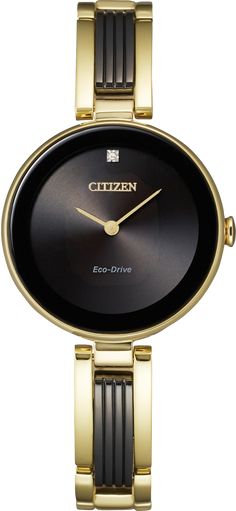 Axiom Black Dial Stainless Steel Bangle EX1539-57E | CITIZEN Citizen Eco Drive, Eco Drive Watches, Citizen Watch, Citizen Eco, Stainless Steel Bangles, Eco Drive, Free Bracelet, Bangle Designs, Kids Watches