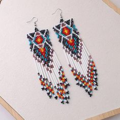 Nwot Beautiful Handmade Native Vintage Long Bead Tassel Boho Earrings. These Seed Bead Earrings Are Nice Gifts For Your Mother, Sister, Wife, Girlfriend, Colleagues, Classmates Or Other Female Friends. Fine Craftsmanship: These Tassel Beaded Earrings Are Well Crafted With Thousands Of Quality Seed Beads, These Colorful Earrings Will Not Lose Luster As Time Goes By, So You Can Fully Enjoy Them With Confidence. Easy To Match: These Statement Earrings Are Designed In The Popular Boho Tassel Style, Gifts For Your Mother, General Cleaning, Nice Gifts, Beaded Earring, Earring Ideas, Beading Ideas, Sister Wife, Colorful Earrings, Ear Rings