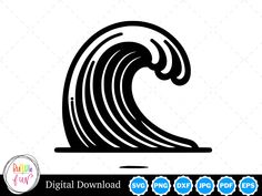 a black and white image of a wave in the shape of a letter o on a white