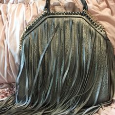 Impulse Buy New Year's Eve 2018. Never Used. Gold Fringe Rectangular Bag, Trendy Fringe Bags For Shopping, Gold Rectangular Bag With Fringe, Leather Fringe Party Bag, Leather Fringe Bag For Party, Gold Fringe Party Bag, Evening Tote Bag With Fringe, Handheld Bags With Braided Handles, Party Bag With Braided Handles And Top Handle