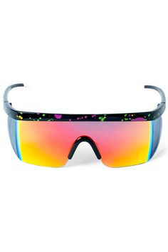 Hundo P Sunglasses Retro Multicolor Sunglasses With Mirrored Lenses, Trendy Multicolor Anti-reflective Shield Sunglasses, Retro Shield Sunglasses With Polarized Lenses, Black Rave Sunglasses With Mirrored Lenses, Cool Plastic Shield Sunglasses With Mirrored Lenses, Rave Style Plastic Sunglasses With Uv Protection, Retro Anti-reflective Shield Sunglasses For Streetwear, Black Rave Sunglasses With Anti-reflective Coating, Black Anti-reflective Rave Sunglasses