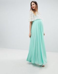 Maxi Dress Designs Ideas, Midi Tulle Dress, Embellished Crop Top, Maxi Dress Designs, High Neck Midi Dress, Tulle Sleeves, Stylish Maternity