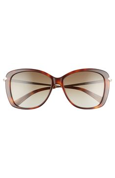 A dramatic butterfly silhouette plays up the retro elegance of gradient-lens sunglasses finished with polished goldtone temples. 56mm lens width; 15mm bridge width; 140mm temple length 100% UV protection CR-39 gradient lenses Plastic/metal Imported Longchamp style number: LO616SL Elegant Wayfarer Sunglasses For Travel, Elegant Square Frame Sunglasses For Travel, Gold Sunglasses With Gradient Lenses For Travel, Classic Gold Cat Eye Sunglasses With Gradient Lenses, Elegant Travel Sunglasses With Mirrored Lenses, Elegant Mirrored Sunglasses For Travel, Longchamp Style, Butterfly Silhouette, Butterfly Sunglasses