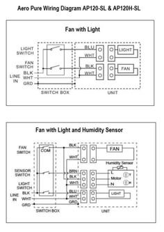 the wiring diagram for an air conditioner and fan light with humidity sensor, which is also