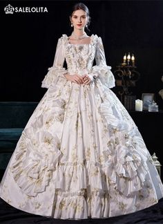 Deluxe White Rococo Marie Antoinette Dress Ball Gown 1800 Dresses, Marie Antoinette Dress, Masquerade Party Dresses, Marie Antoinette Dresses, Marie Antoinette Costume, Era Victoria, Modern Royalty, Gaun Abad Pertengahan, Baroque Dress