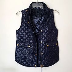 J. Crew Down Filled Quilted Puffer Vest, Navy Blue, Women's Size Xxs. Nwot. Perfect Condition. Approximate Measurements Taken Laying Flat Across. Pit To Pit. 16.5 Length. 24 Trendy Blue Vest Outerwear, Trendy Blue Winter Vest, Navy Fitted Vest For Fall, Navy Fitted Winter Vest, Navy Fitted Vest For Winter, Quilted Puffer Vest, Walker Boots, Garment Bags, Puffer Vest