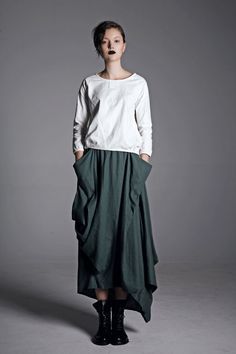 Green Linen Skirt Maxi Long Asymmetrical Hemline with by YL1dress Asymmetrical Green Skirt For Fall, Green Asymmetrical Skirt For Fall, Casual Linen Asymmetrical Skirt, Casual Asymmetrical Linen Skirt, Green Asymmetrical Lined Maxi Skirt, Green Asymmetrical Maxi Skirt With Lining, Spring Linen Bottoms With Asymmetrical Hem, Casual Green Asymmetrical Maxi Skirt, Green Asymmetrical Hem Skirt For Spring