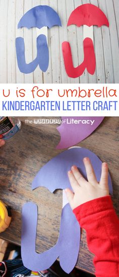 the letter u is for umbrella made out of paper and cut into letters with scissors