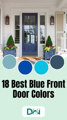 Discover the benefits of using blue front door color for home exteriors, including tips for selecting the right shade, complementary colors and styling ideas. Blue Front Doors Sherwin Williams, Teal Front Door Colors Sherwin Williams, Blue Front Door Black Shutters, Pastel Blue Front Door, Smoky Blue Front Door, Front Door Colors With Dark Brown House, Front Door Shutter Color Combinations, Blue Front Door Ideas, Modern Farmhouse Front Door Colors