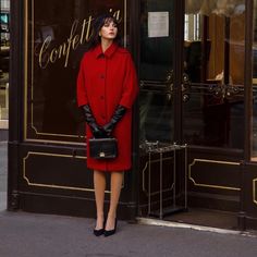 Red. Size 34=Us 2. Fit Is Oversized. New With Tags. Luxury Red Outerwear For Evening, Classic Red Outerwear For Office, Luxury Red Evening Outerwear, Classic Red Outerwear, Classic Red Outerwear For Evening, Classic Red Evening Outerwear, Mode Mantel, Glamour Vintage, Black Gloves