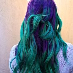 Kaleidoscope Hair, Two Tone Hair Color, Hairstylist Inspiration, Purple And Green Hair, Emerald Hair, Yellow Hair Color, Making Wigs, Green Hair Dye, Two Tone Hair