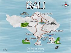 a map of bali with all the main attractions